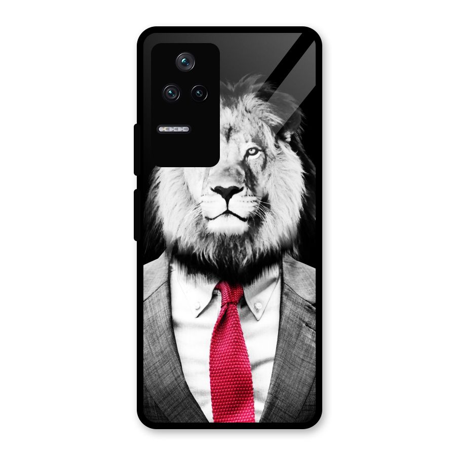 Lion with Red Tie Glass Back Case for Poco F4 5G