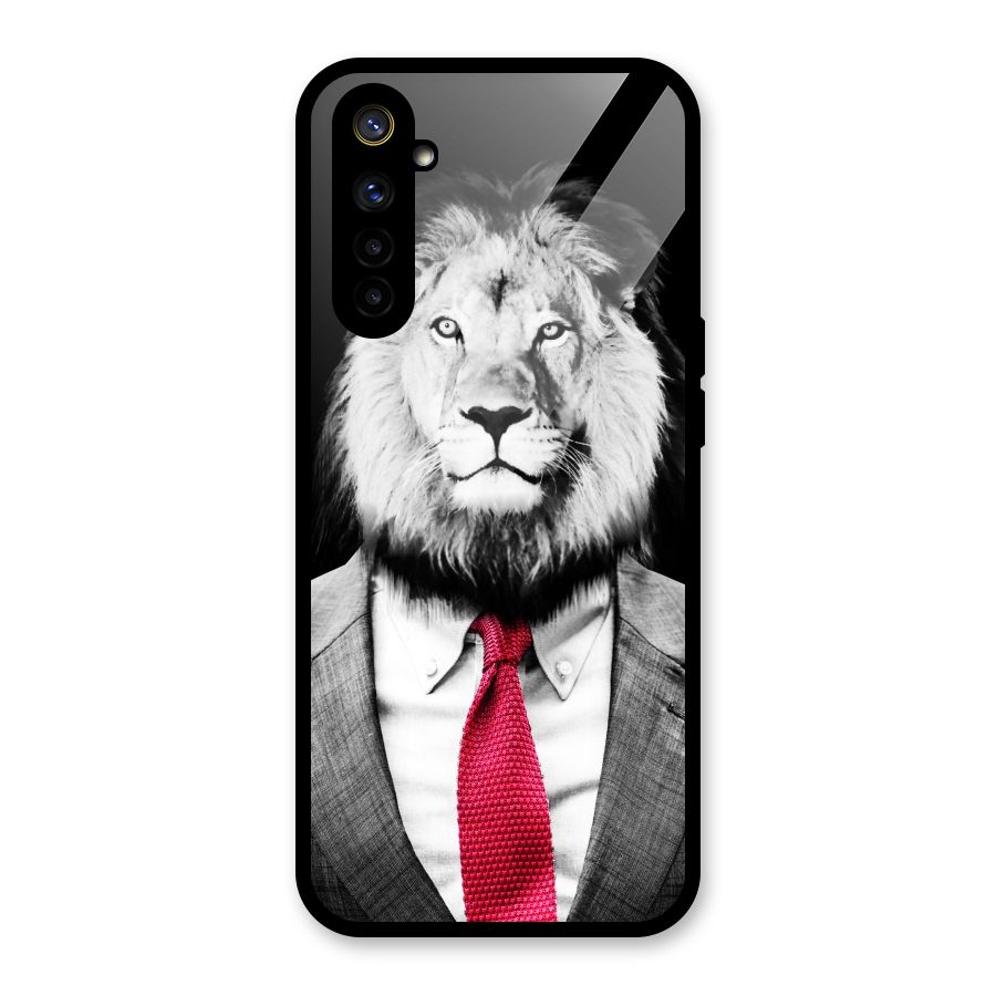 Lion with Red Tie Glass Back Case for Realme 6