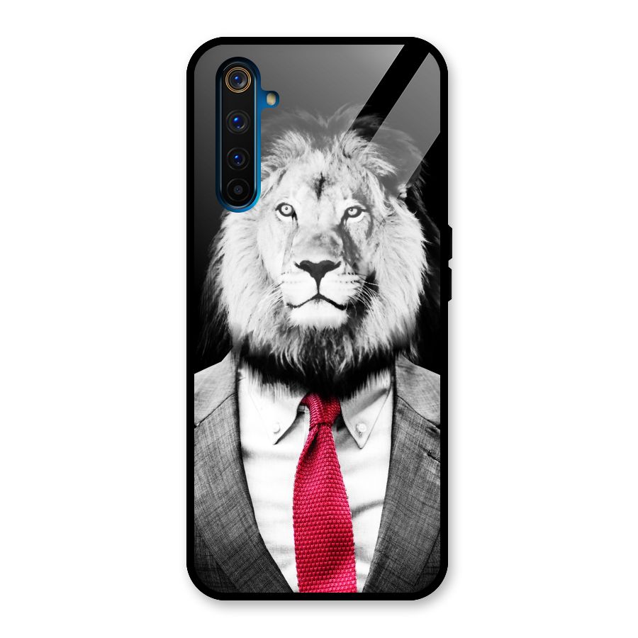 Lion with Red Tie Glass Back Case for Realme 6 Pro