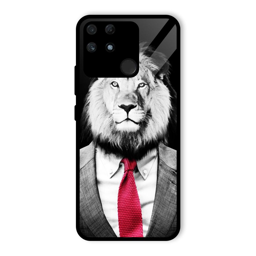 Lion with Red Tie Glass Back Case for Realme Narzo 50A
