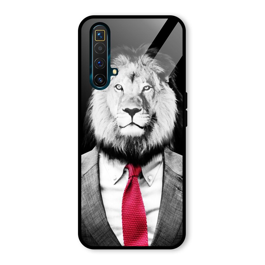 Lion with Red Tie Glass Back Case for Realme X3 SuperZoom