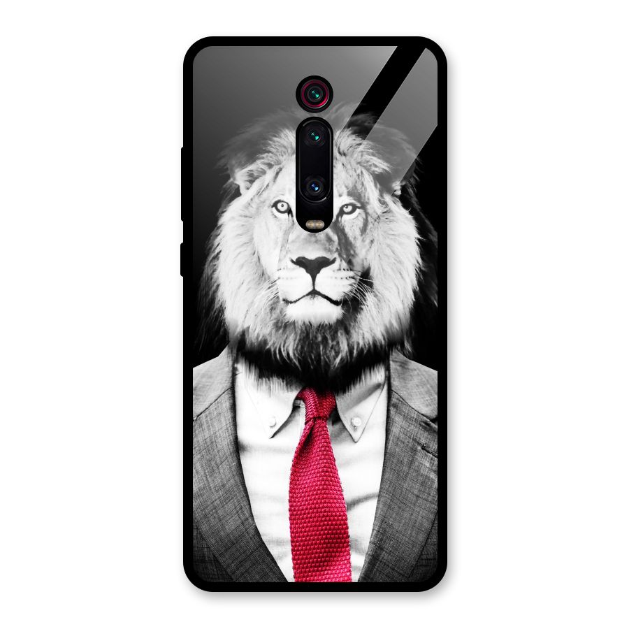 Lion with Red Tie Glass Back Case for Redmi K20