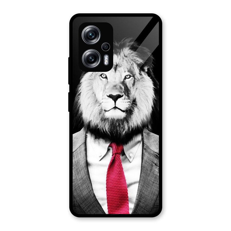 Lion with Red Tie Glass Back Case for Redmi K50i