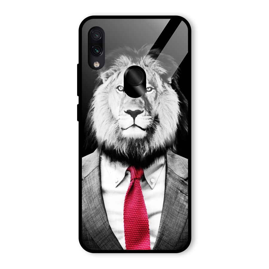 Lion with Red Tie Glass Back Case for Redmi Note 7S