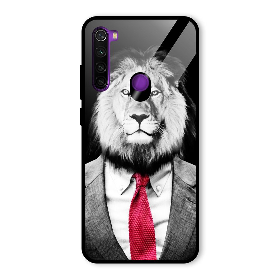 Lion with Red Tie Glass Back Case for Redmi Note 8
