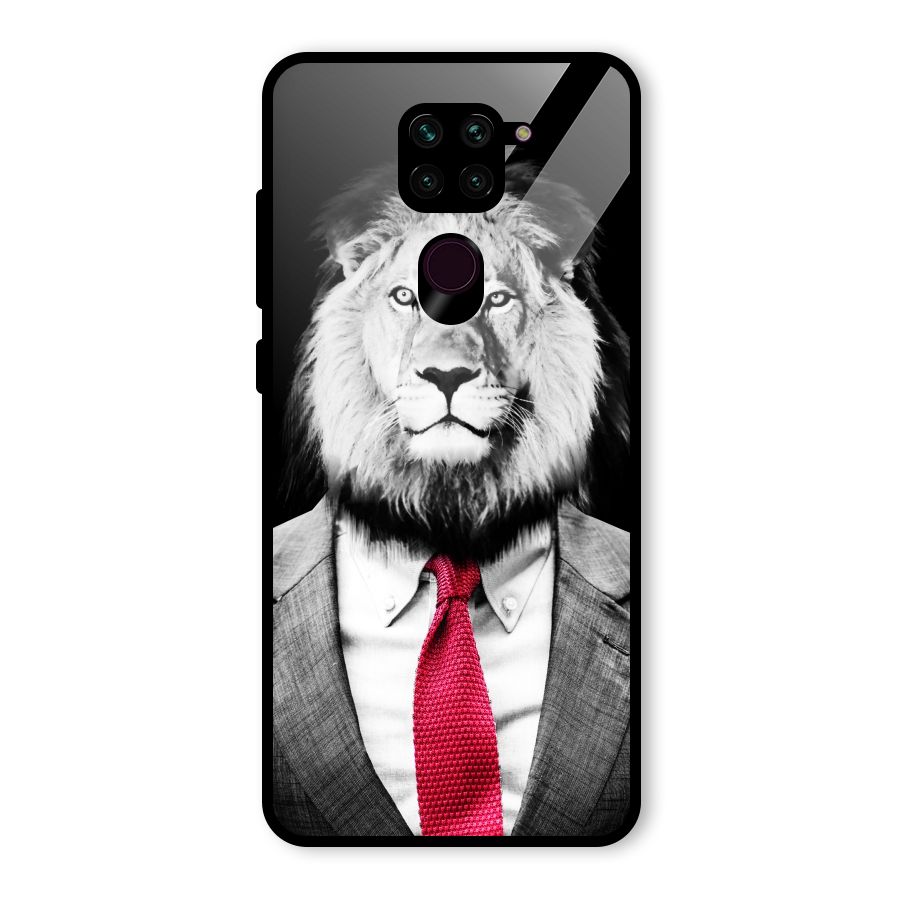 Lion with Red Tie Glass Back Case for Redmi Note 9