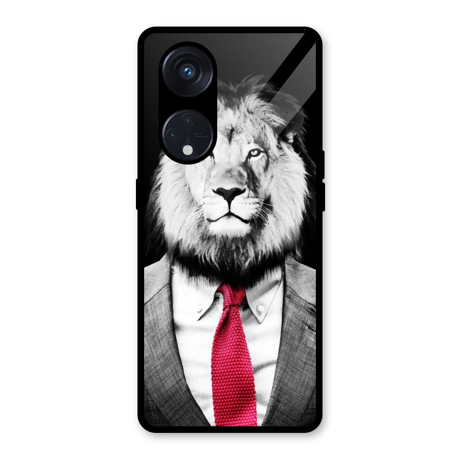 Lion with Red Tie Glass Back Case for Reno8 T 5G
