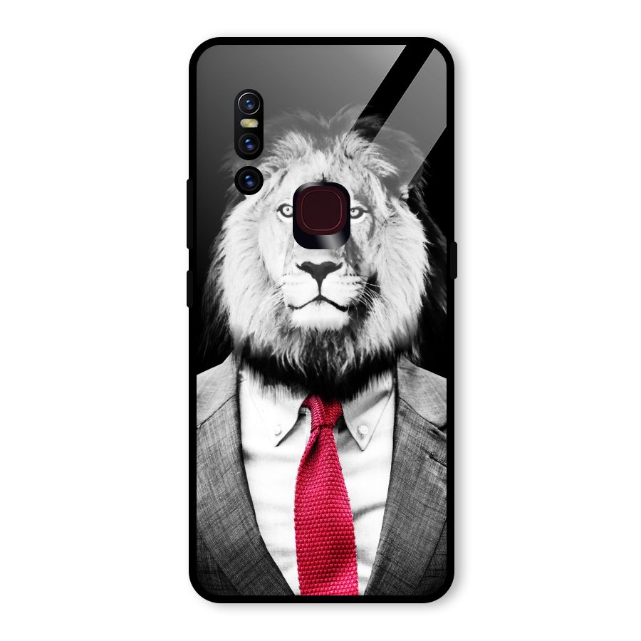 Lion with Red Tie Glass Back Case for Vivo V15