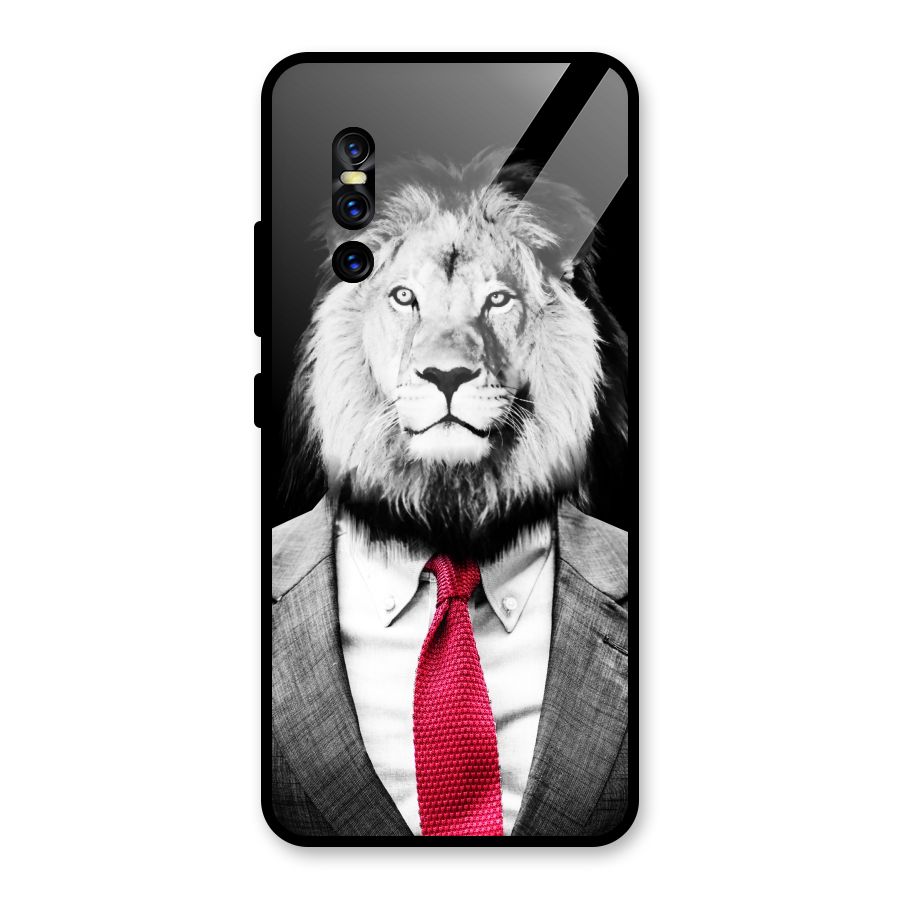 Lion with Red Tie Glass Back Case for Vivo V15 Pro