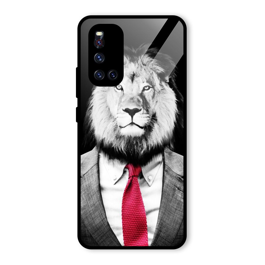 Lion with Red Tie Glass Back Case for Vivo V19