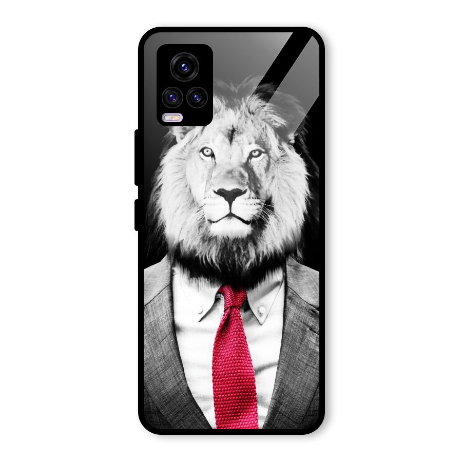 Lion with Red Tie Glass Back Case for Vivo V20