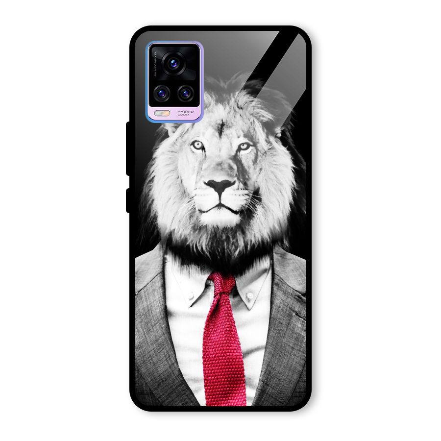 Lion with Red Tie Glass Back Case for Vivo V20 Pro