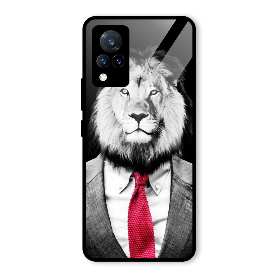 Lion with Red Tie Glass Back Case for Vivo V21 5G