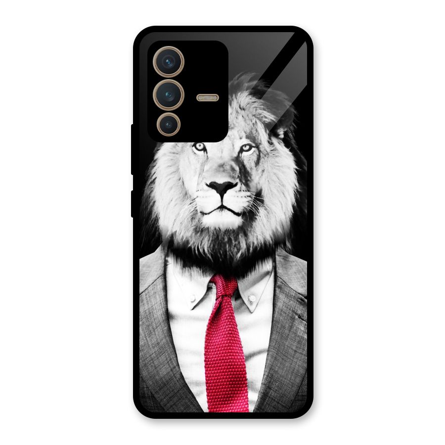 Lion with Red Tie Glass Back Case for Vivo V23 5G