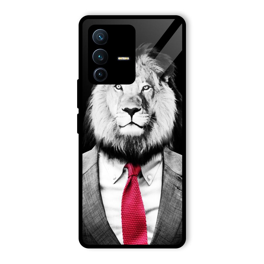 Lion with Red Tie Glass Back Case for Vivo V23 Pro