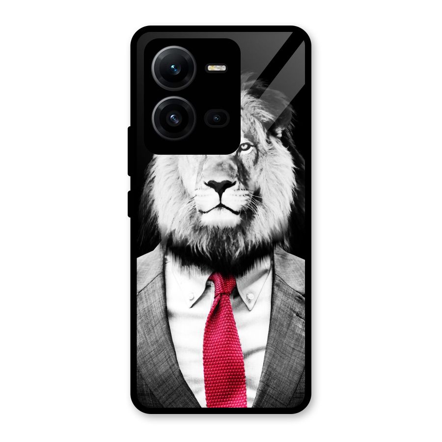 Lion with Red Tie Glass Back Case for Vivo V25
