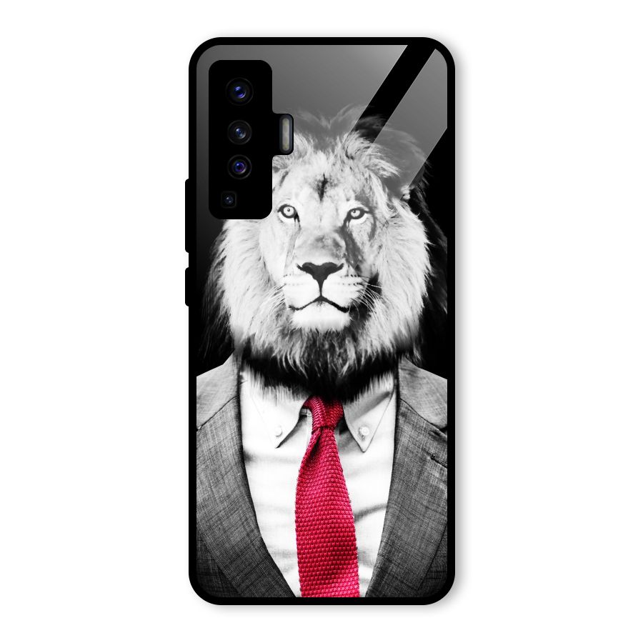 Lion with Red Tie Glass Back Case for Vivo X50