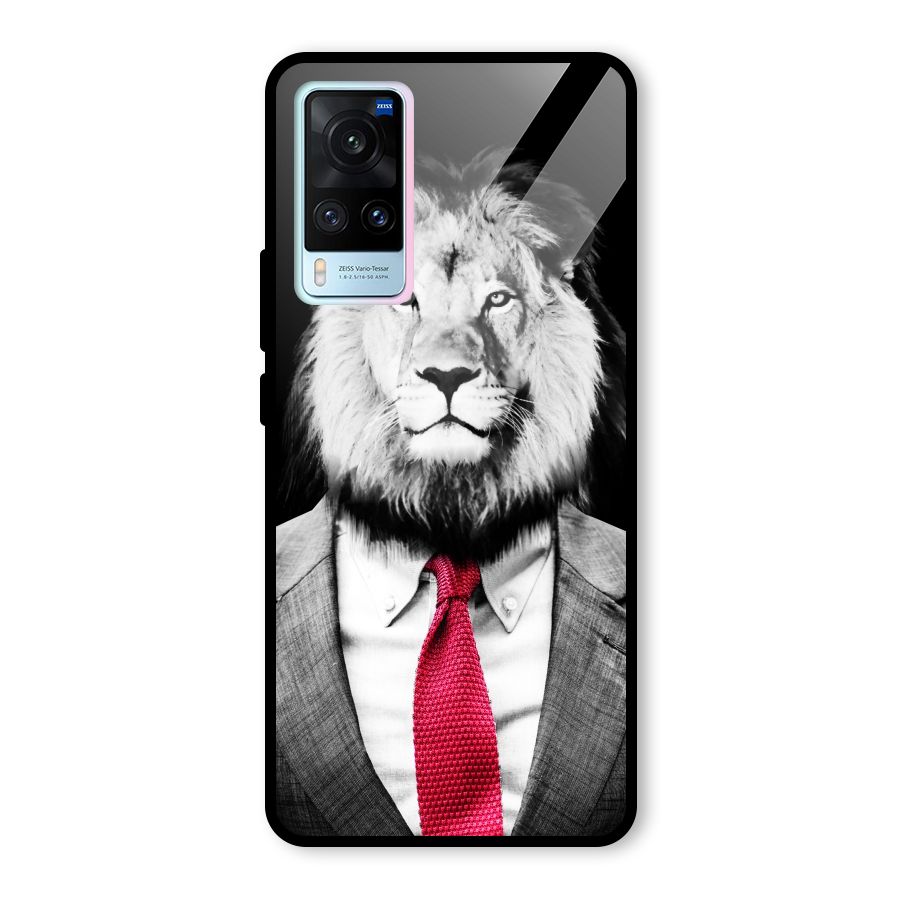 Lion with Red Tie Glass Back Case for Vivo X60