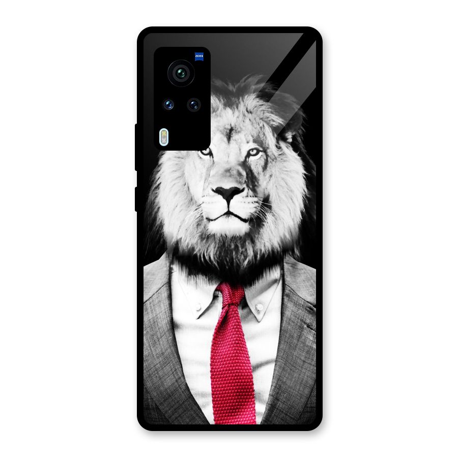 Lion with Red Tie Glass Back Case for Vivo X60 Pro