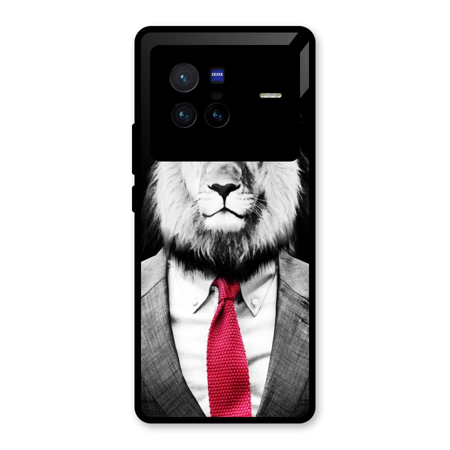 Lion with Red Tie Glass Back Case for Vivo X80