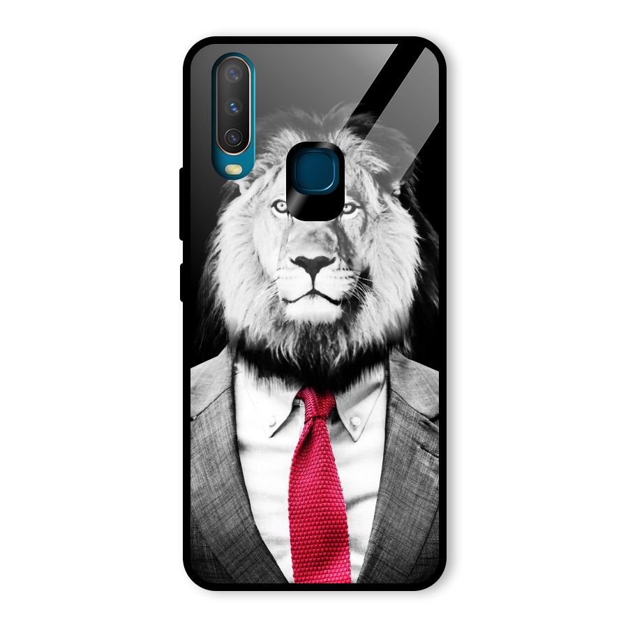 Lion with Red Tie Glass Back Case for Vivo Y15
