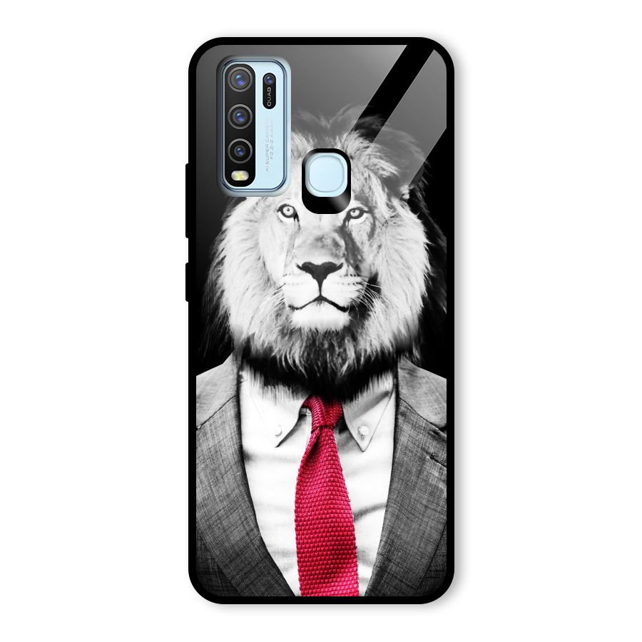Lion with Red Tie Glass Back Case for Vivo Y30