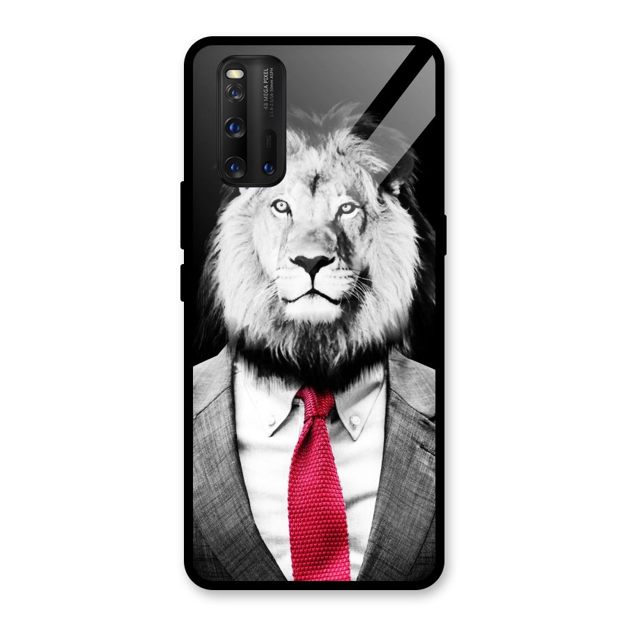 Lion with Red Tie Glass Back Case for Vivo iQOO 3