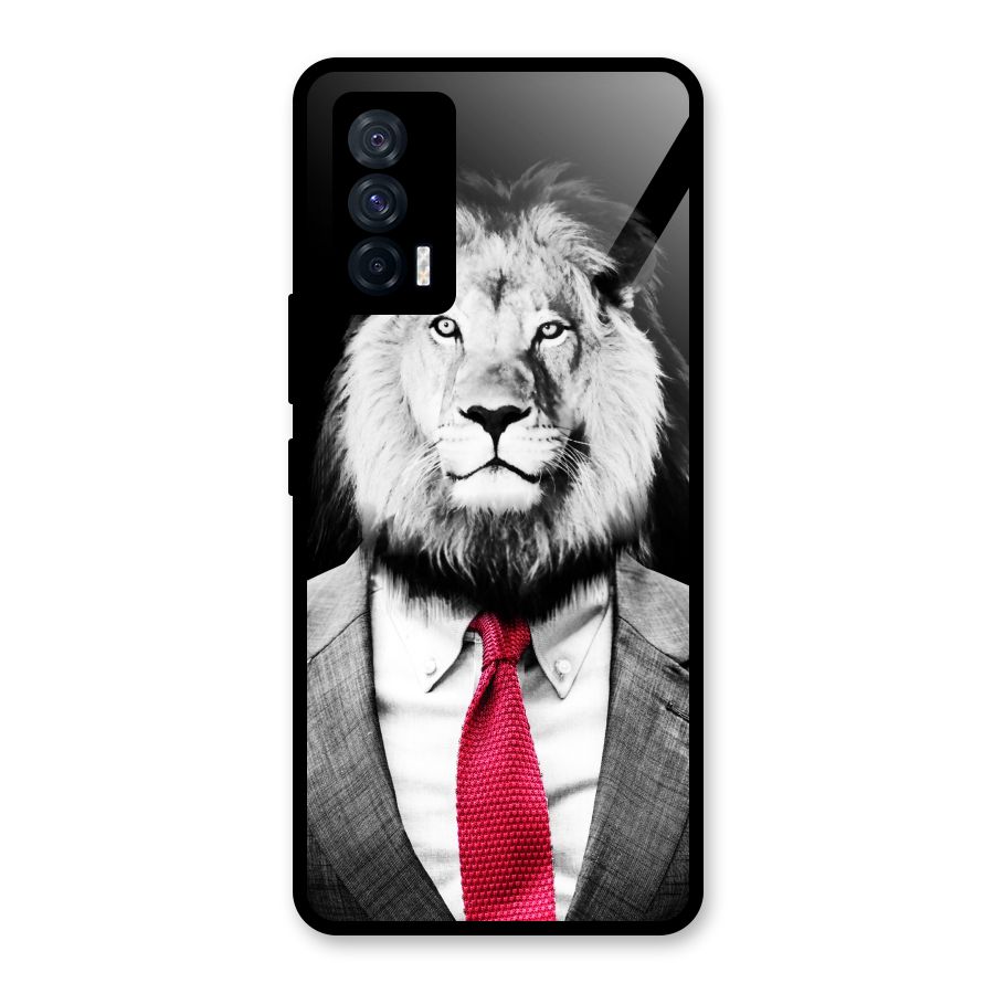 Lion with Red Tie Glass Back Case for Vivo iQOO 7 5G