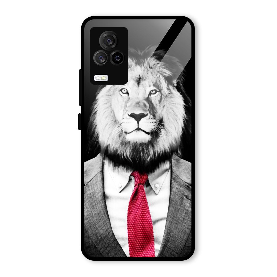 Lion with Red Tie Glass Back Case for Vivo iQOO 7 Legend 5G