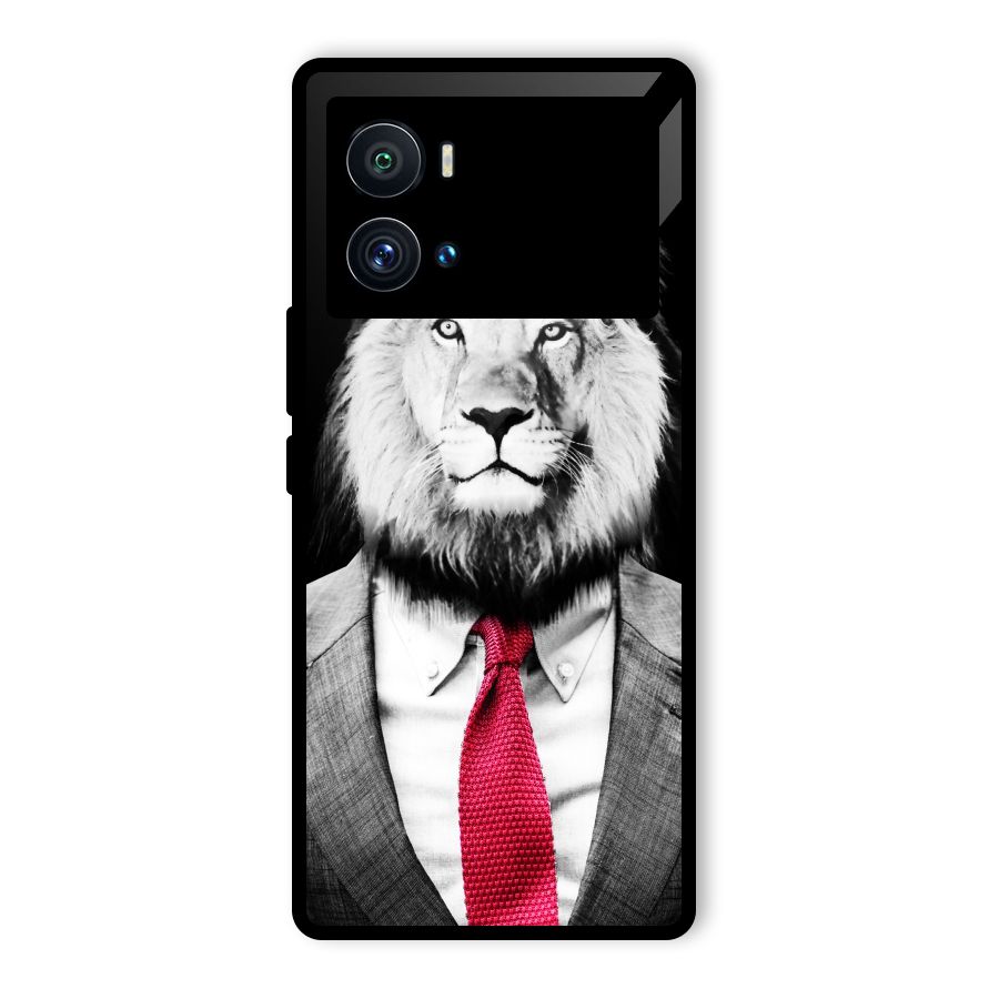 Lion with Red Tie Glass Back Case for Vivo iQOO 9 Pro