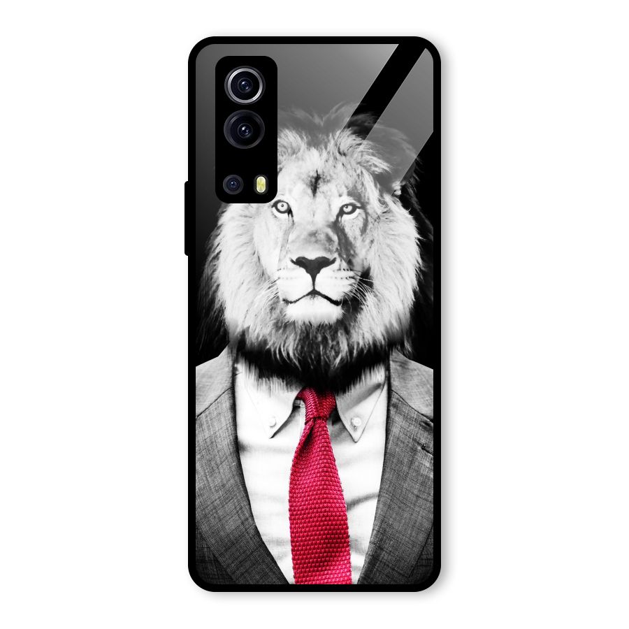 Lion with Red Tie Glass Back Case for Vivo iQOO Z3