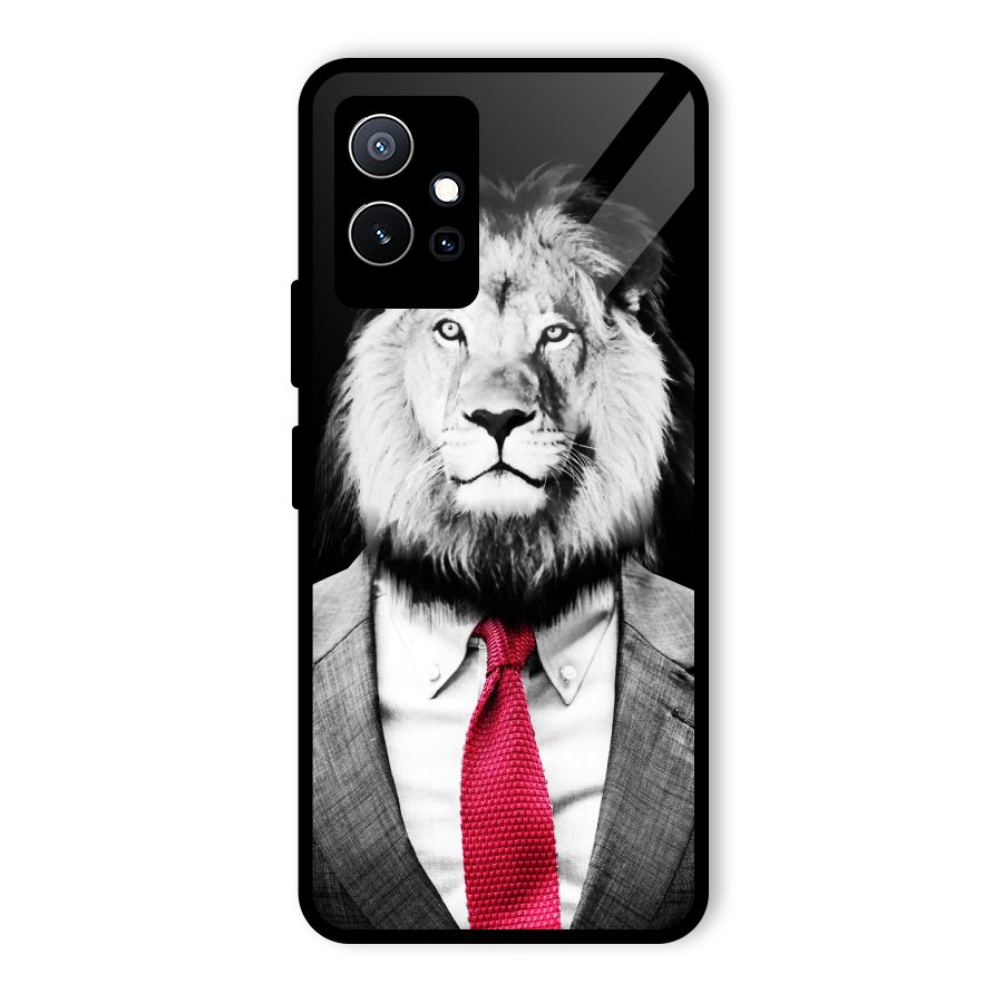 Lion with Red Tie Glass Back Case for Vivo iQOO Z6