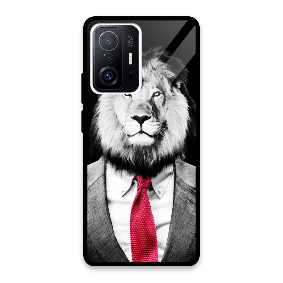 Lion with Red Tie Glass Back Case for Xiaomi 11T Pro