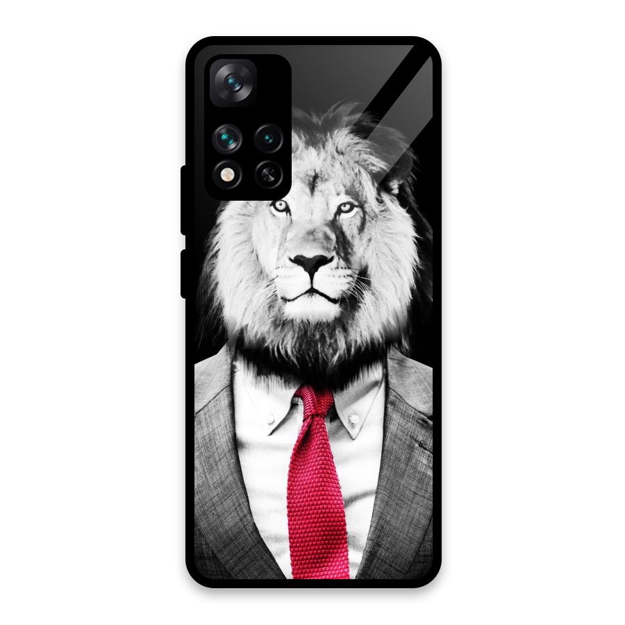 Lion with Red Tie Glass Back Case for Xiaomi 11i 5G