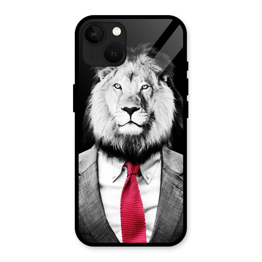 Lion with Red Tie Glass Back Case for iPhone 13