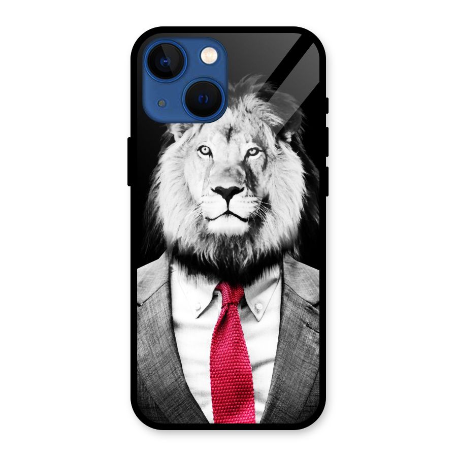 Lion with Red Tie Glass Back Case for iPhone 13 Mini