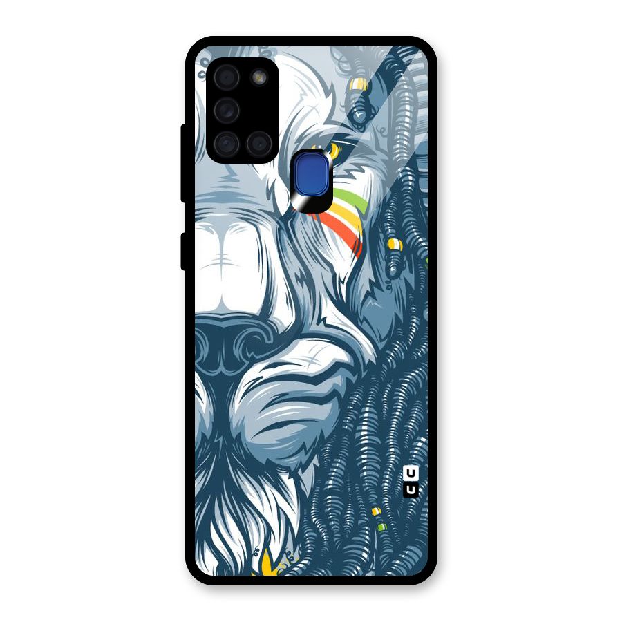 Lionic Face Glass Back Case for Galaxy A21s