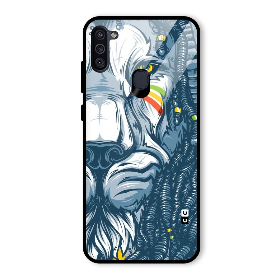 Lionic Face Glass Back Case for Galaxy M11