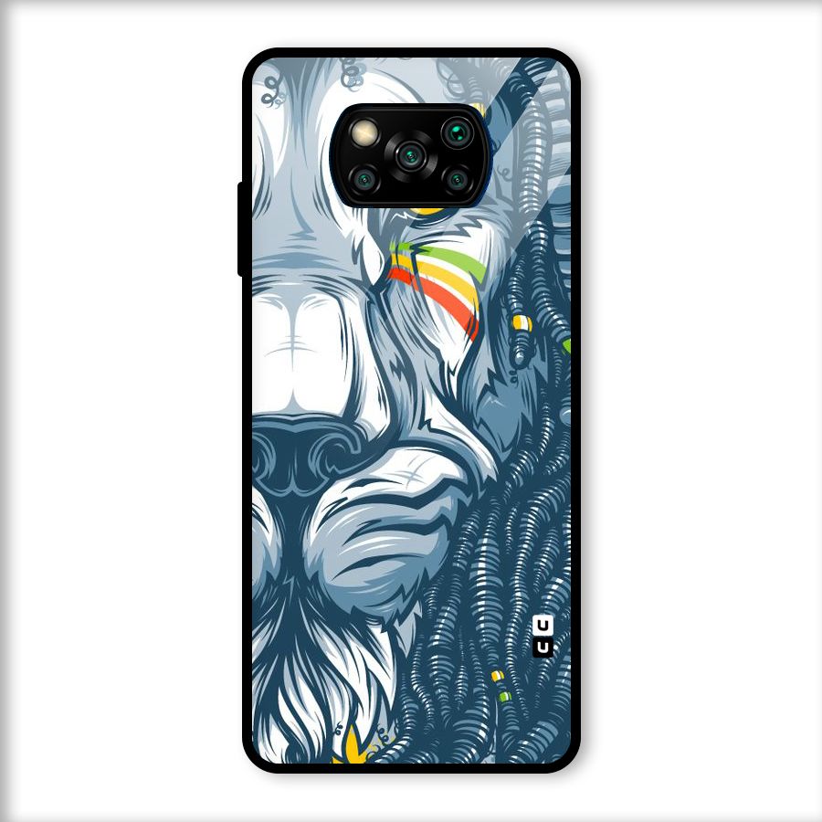 Lionic Face Glass Back Case for Poco X3