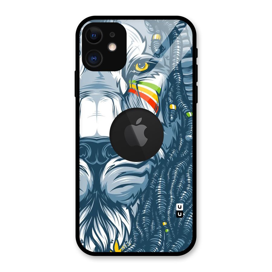 Lionic Face Glass Back Case for iPhone 11 Logo Cut