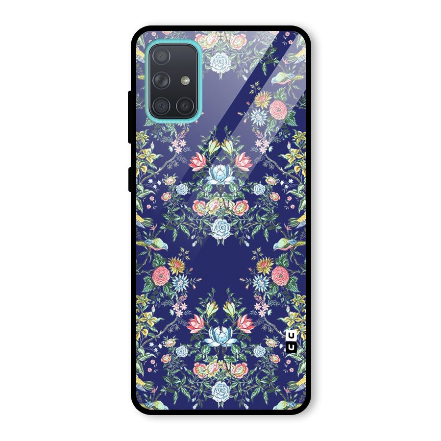Little Flowers Pattern Glass Back Case for Galaxy A71