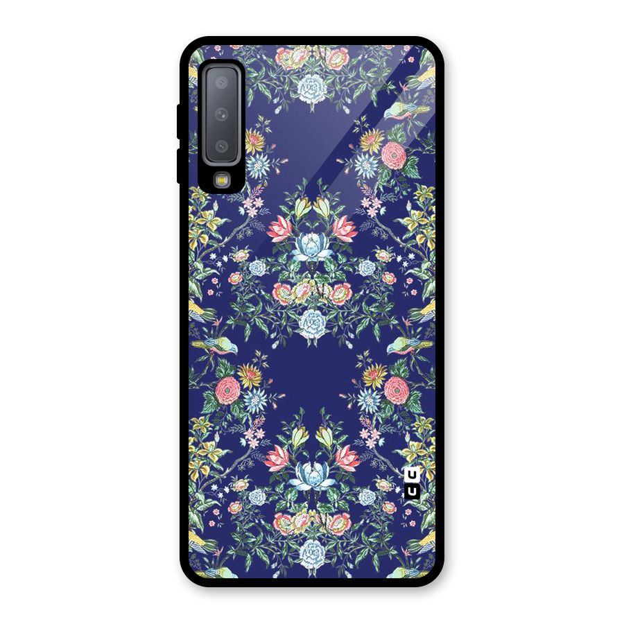 Little Flowers Pattern Glass Back Case for Galaxy A7 (2018)