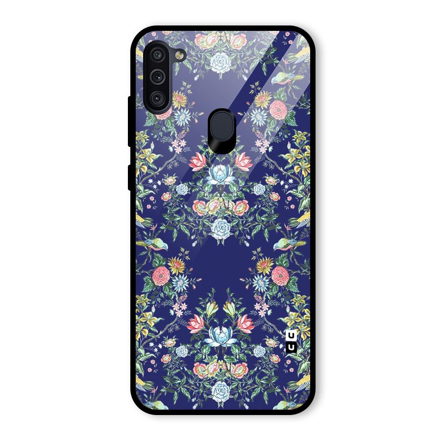Little Flowers Pattern Glass Back Case for Galaxy M11