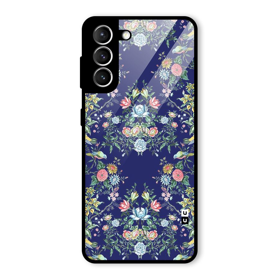 Little Flowers Pattern Glass Back Case for Galaxy S21 5G