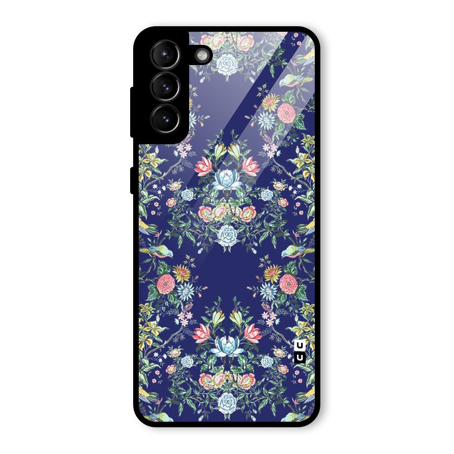 Little Flowers Pattern Glass Back Case for Galaxy S21 Plus