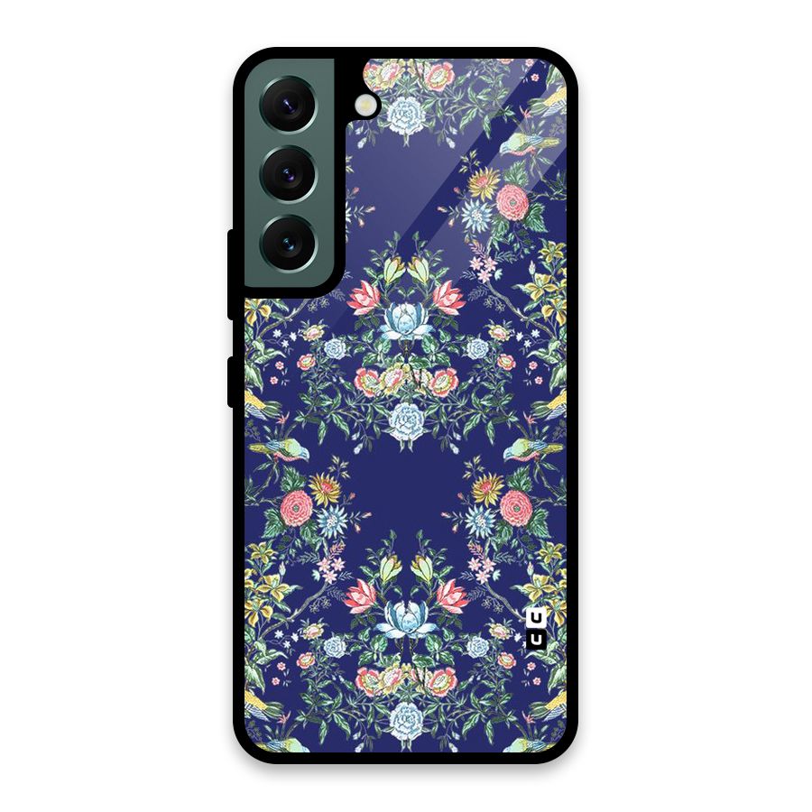 Little Flowers Pattern Glass Back Case for Galaxy S22 5G
