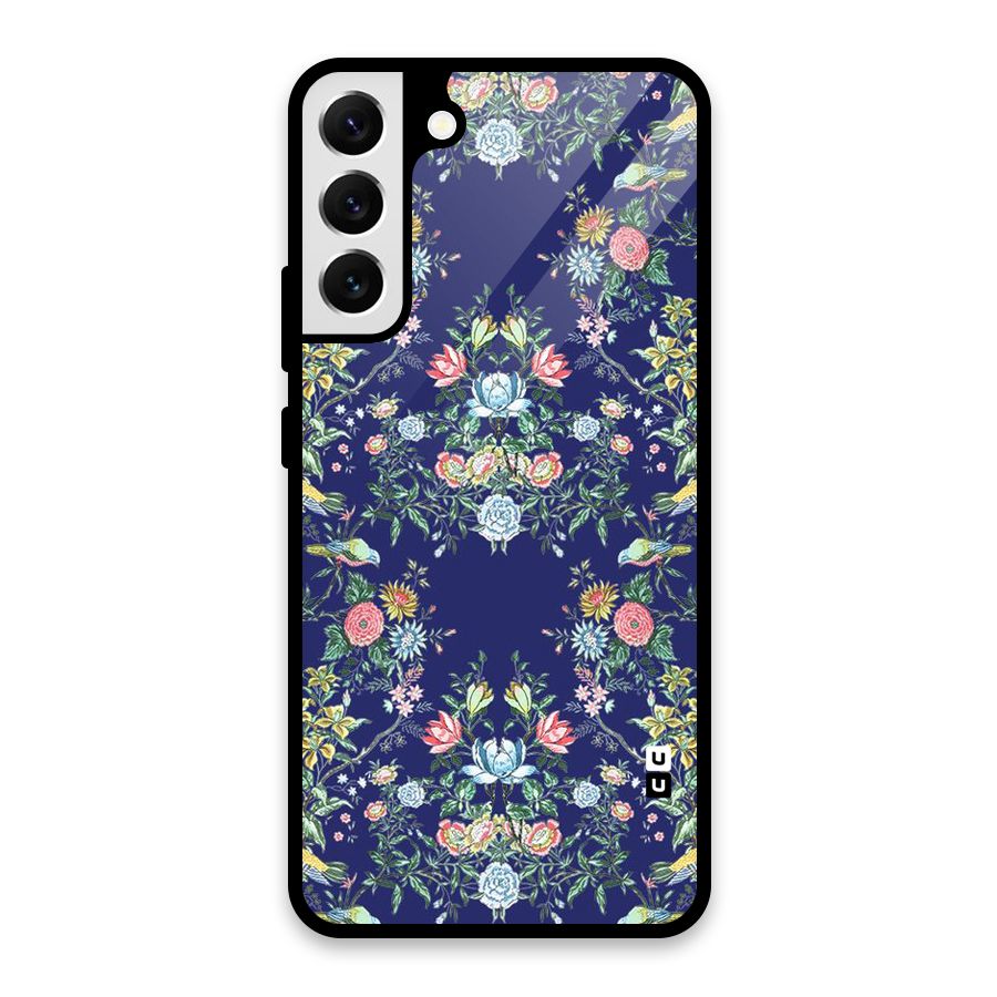 Little Flowers Pattern Glass Back Case for Galaxy S22 Plus 5G