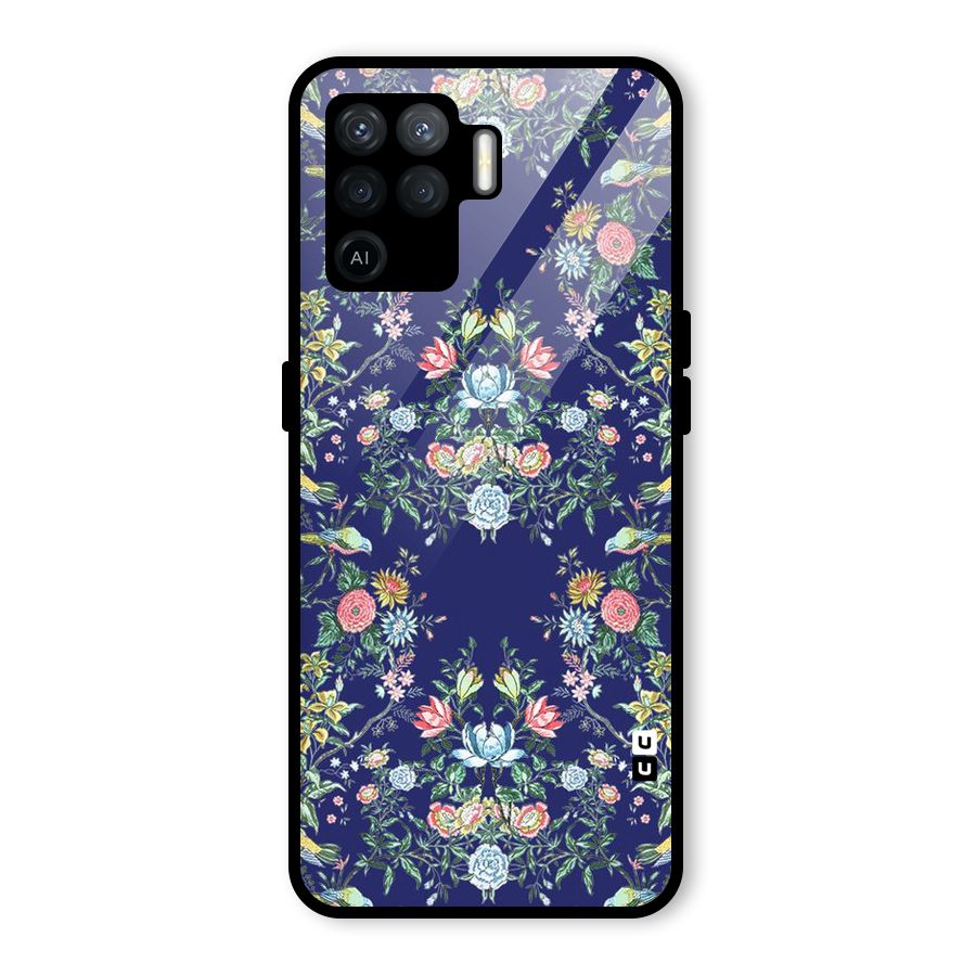 Little Flowers Pattern Glass Back Case for Oppo F19 Pro