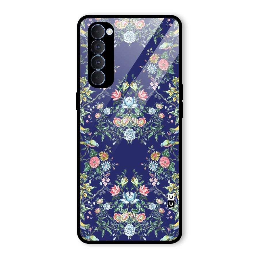 Little Flowers Pattern Glass Back Case for Oppo Reno4 Pro