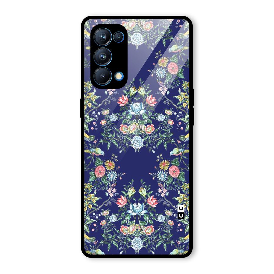 Little Flowers Pattern Glass Back Case for Oppo Reno5 Pro 5G